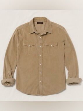 Corduroy Button-Up Shirt in Tan